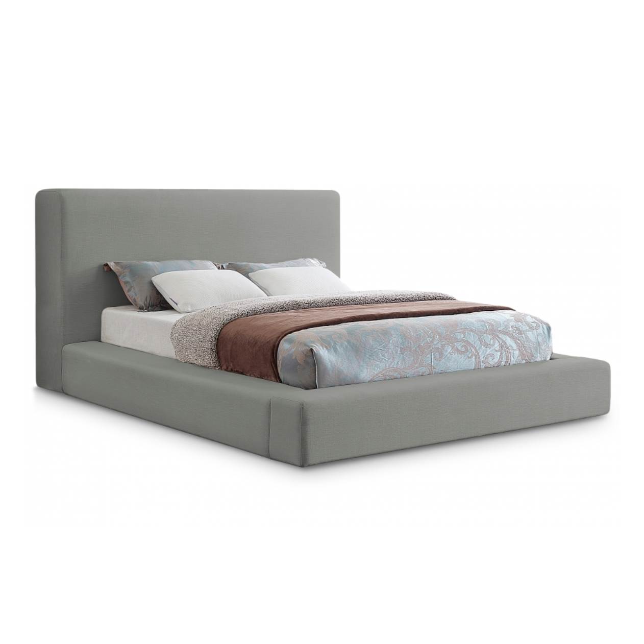 Devin Linen Textured Fabric Bed - Grey