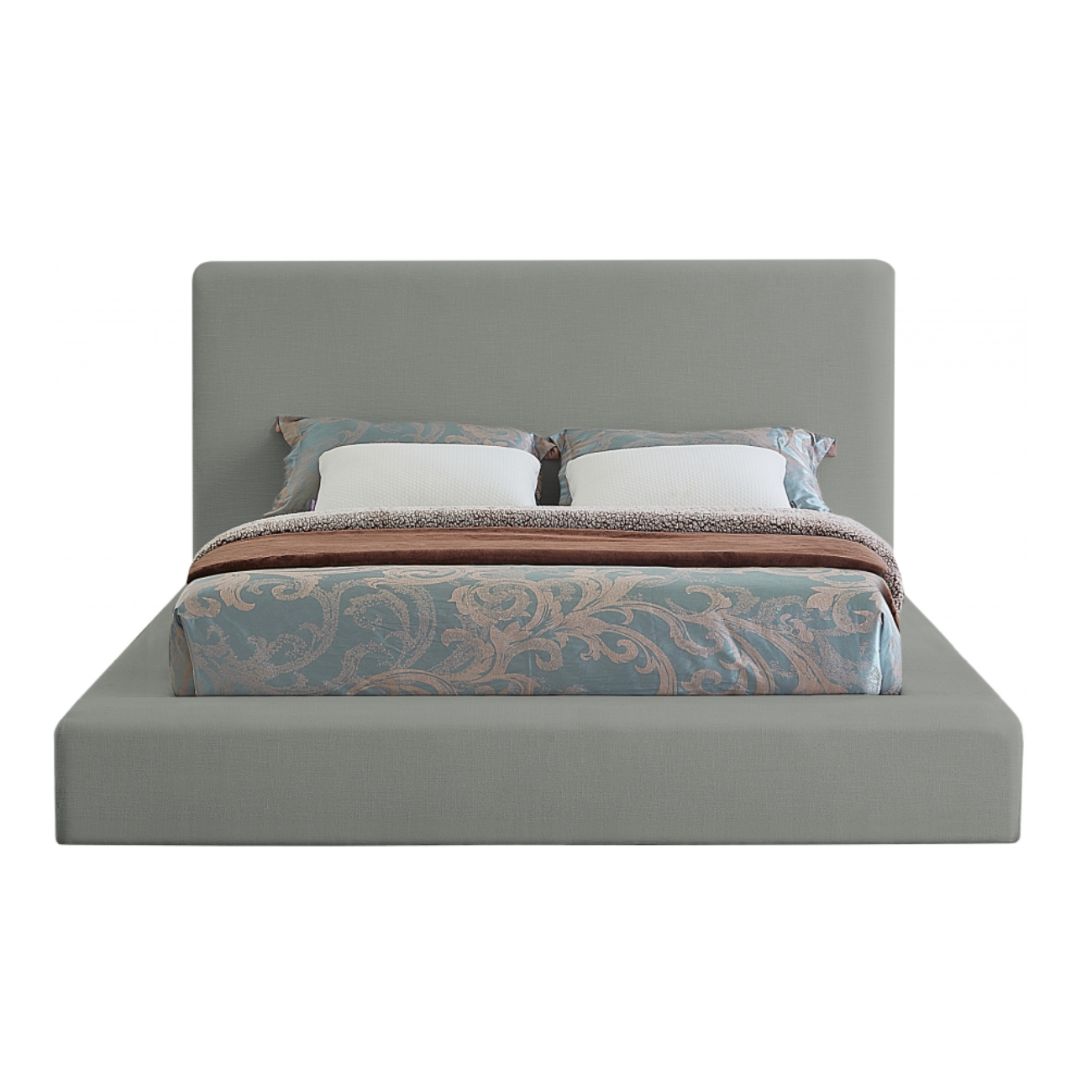 Devin Linen Textured Fabric Bed - Grey