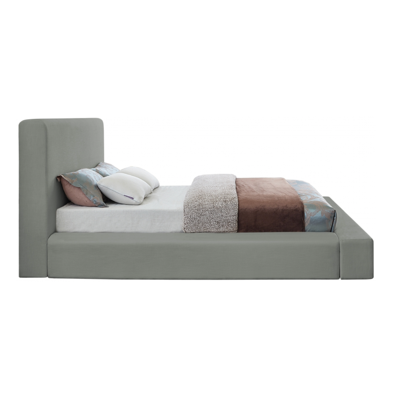 Devin Linen Textured Fabric Bed - Grey