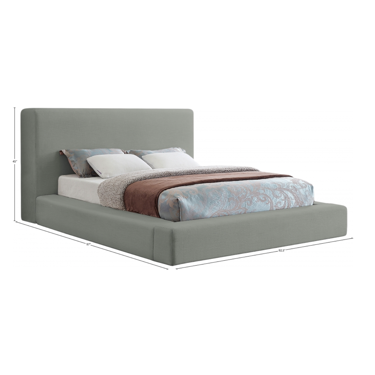 Devin Linen Textured Fabric Bed - Grey