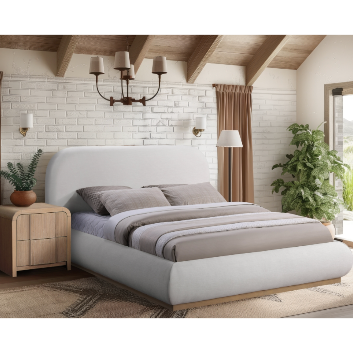 Vaughn Linen Textured Bed - Cream