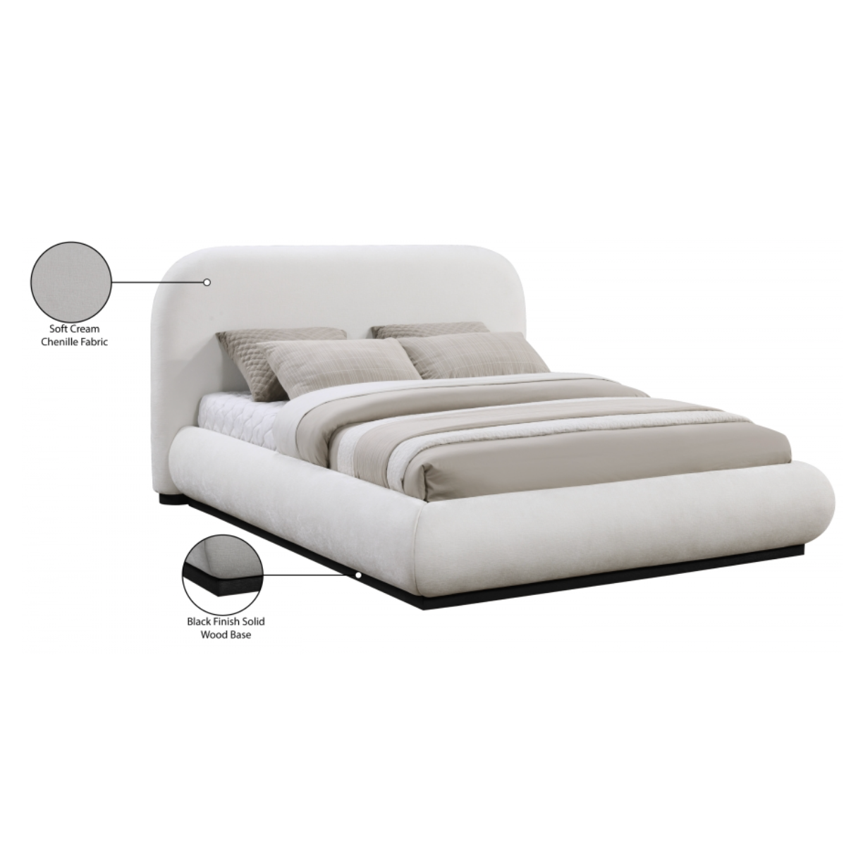 Vaughn Chenille Fabric Bed - Cream