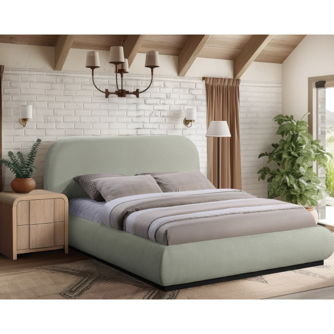 Vaughn Chenille Fabric Bed - Mint