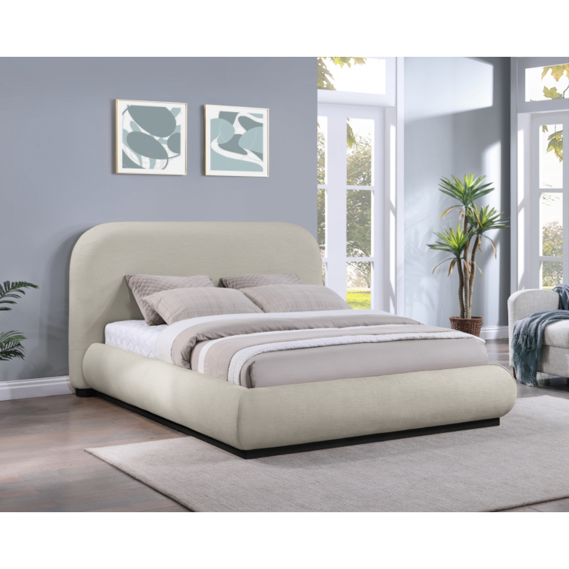 Vaughn Chenille Fabric Bed - Beige