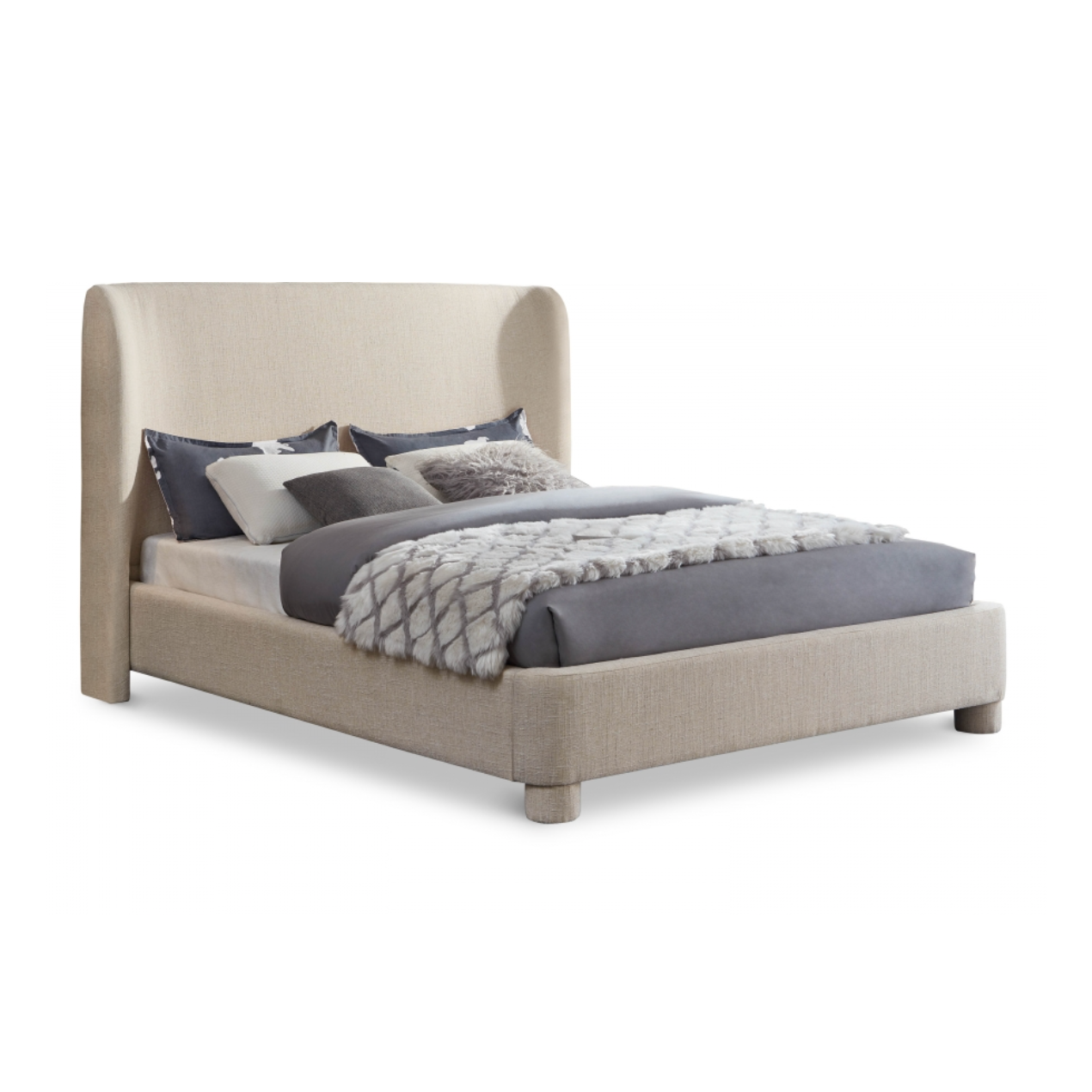 Penny Linen Textured Fabric Bed - Beige