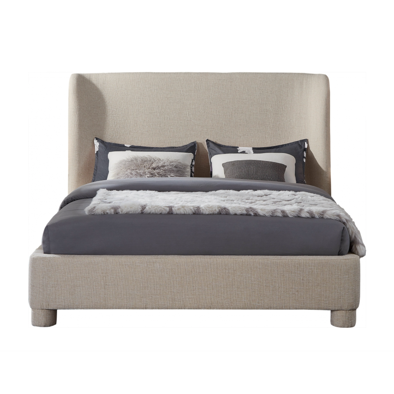 Penny Linen Textured Fabric Bed - Beige