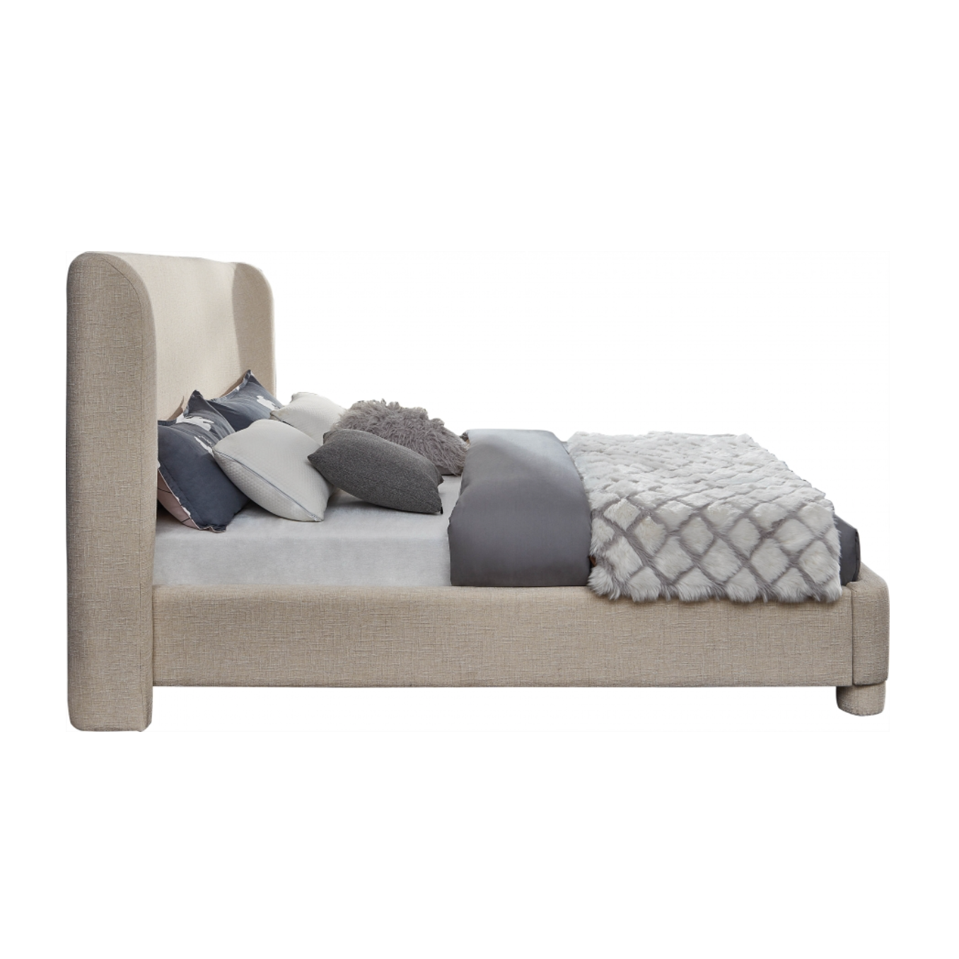 Penny Linen Textured Fabric Bed - Beige