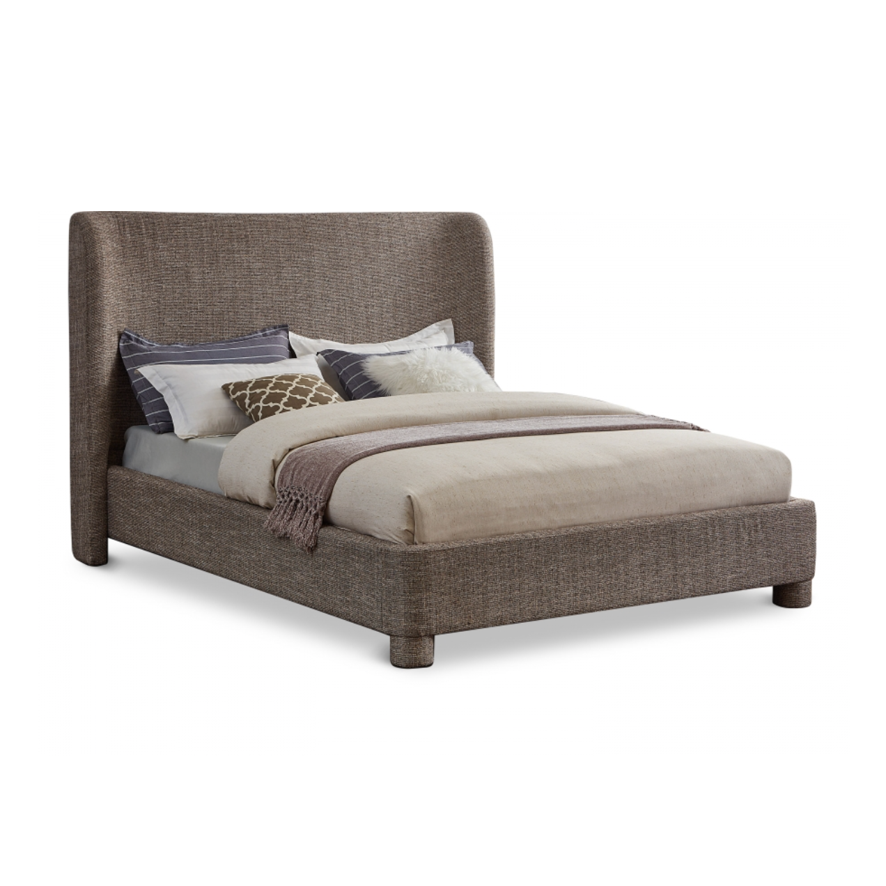 Penny Linen Textured Fabric Bed - Brown