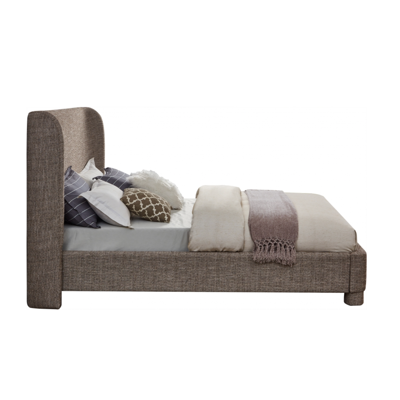 Penny Linen Textured Fabric Bed - Brown