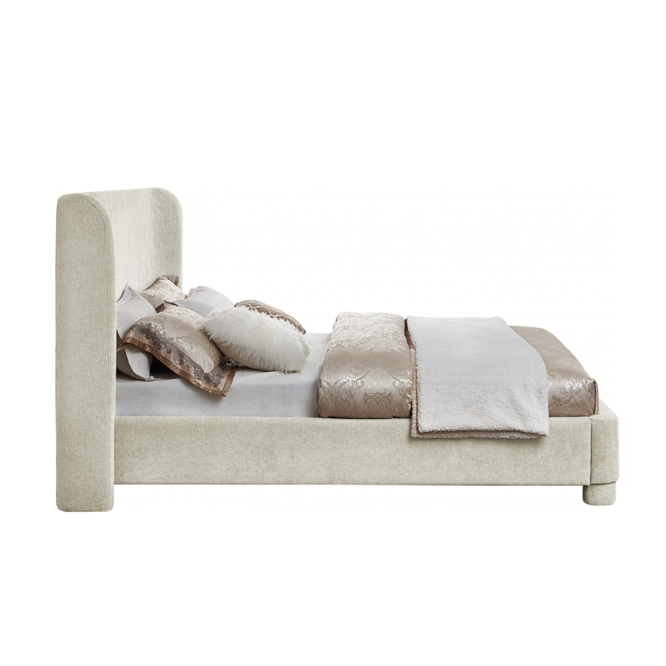 Penny Chenille Fabric Bed - Cream