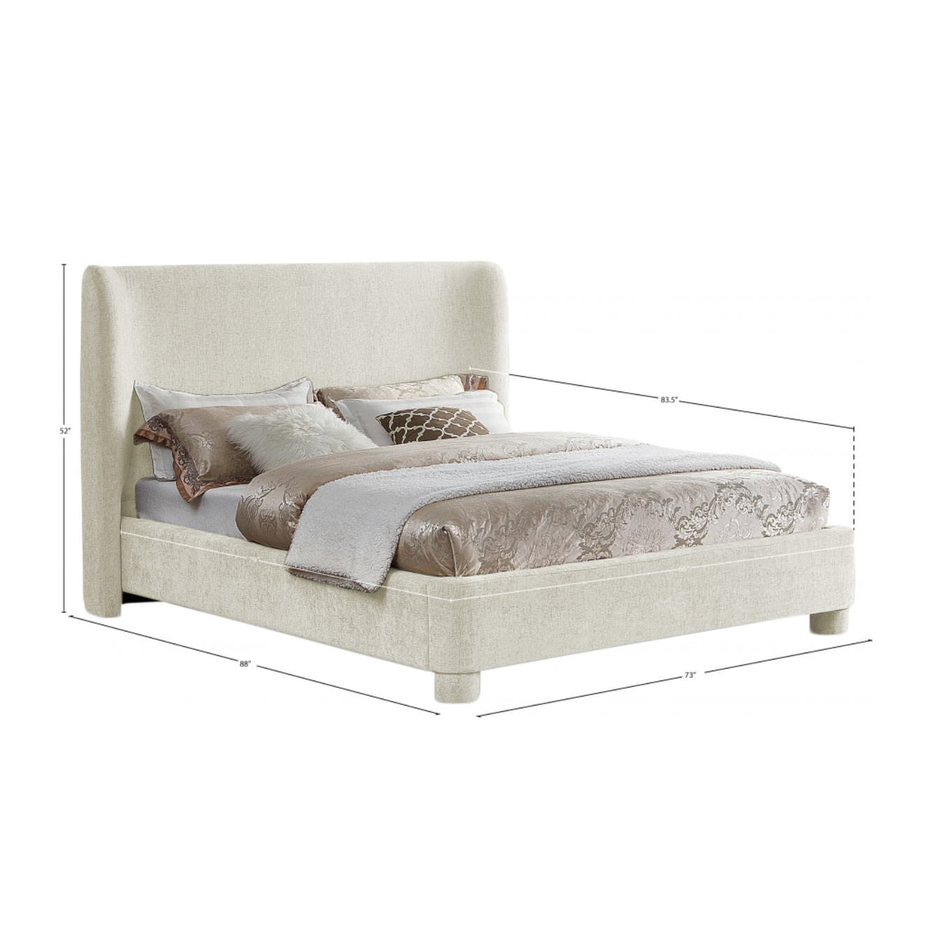 Penny Chenille Fabric Bed - Cream