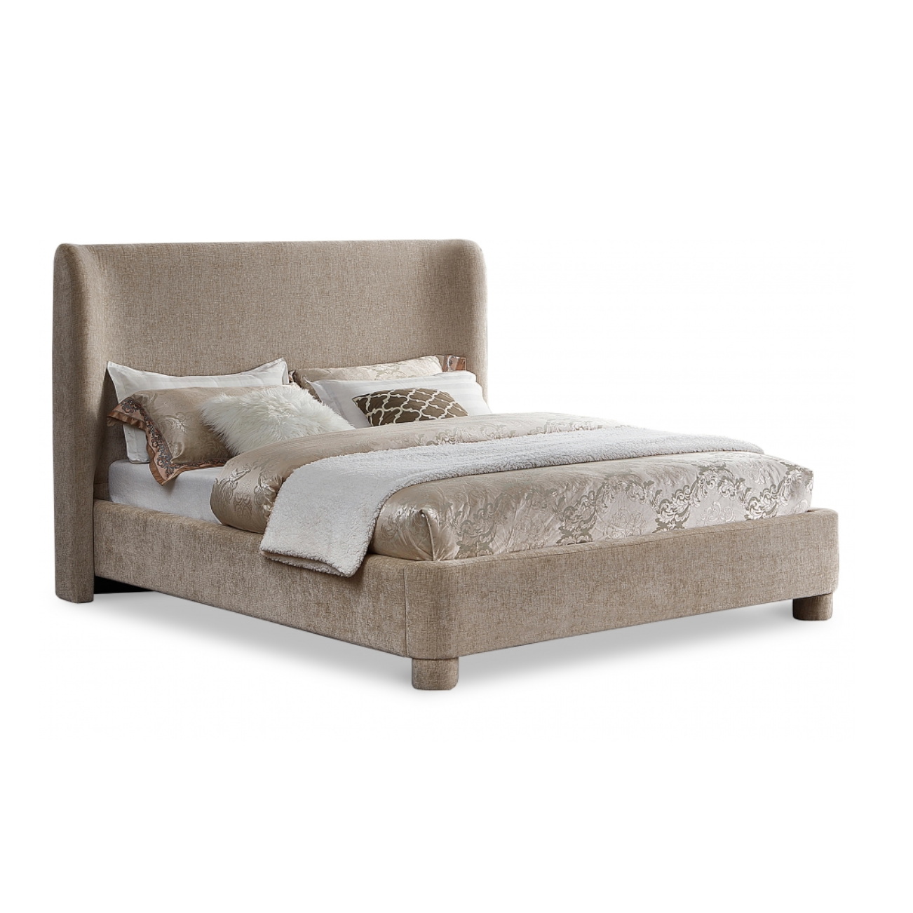 Penny Chenille Fabric Bed - Beige