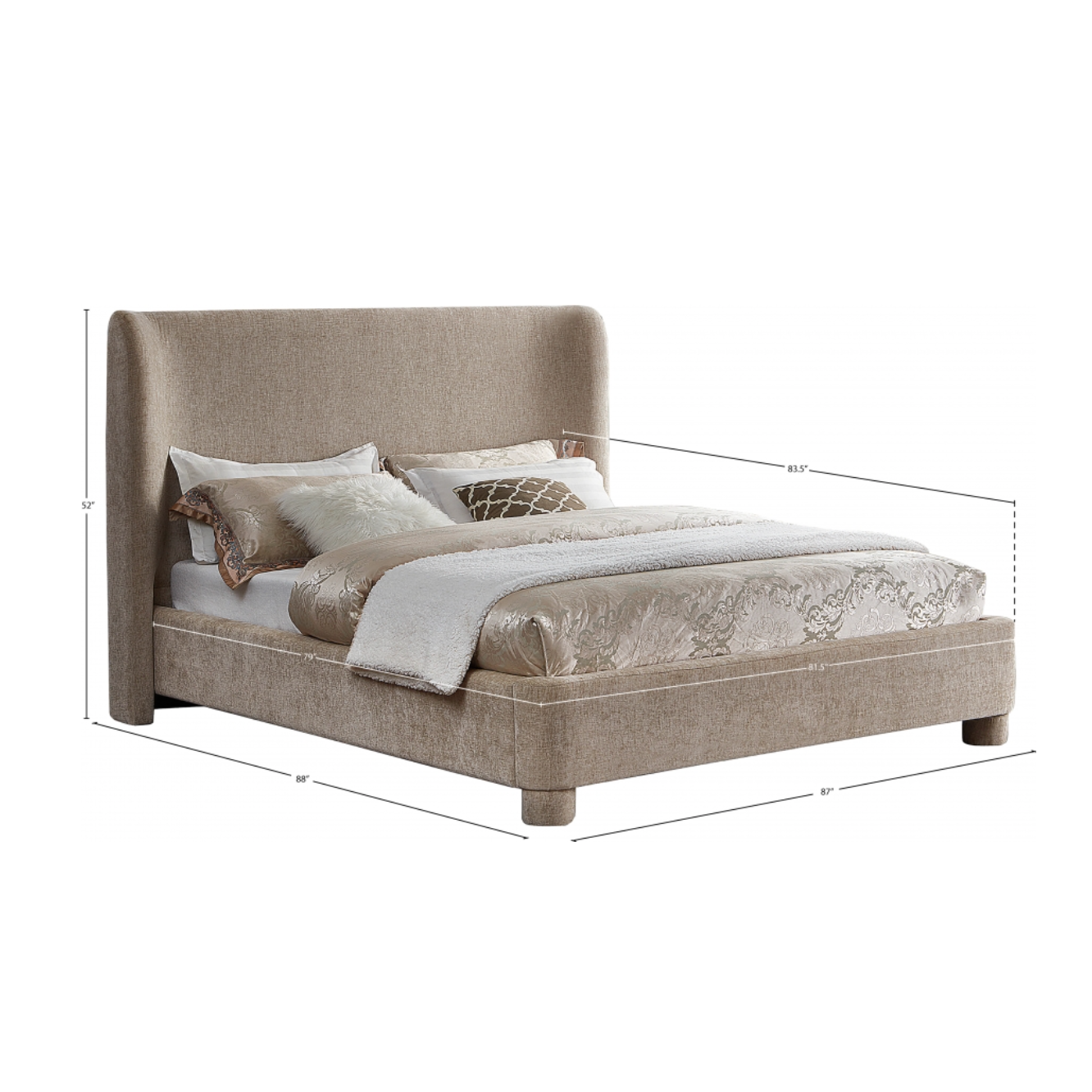 Penny Chenille Fabric Bed - Beige