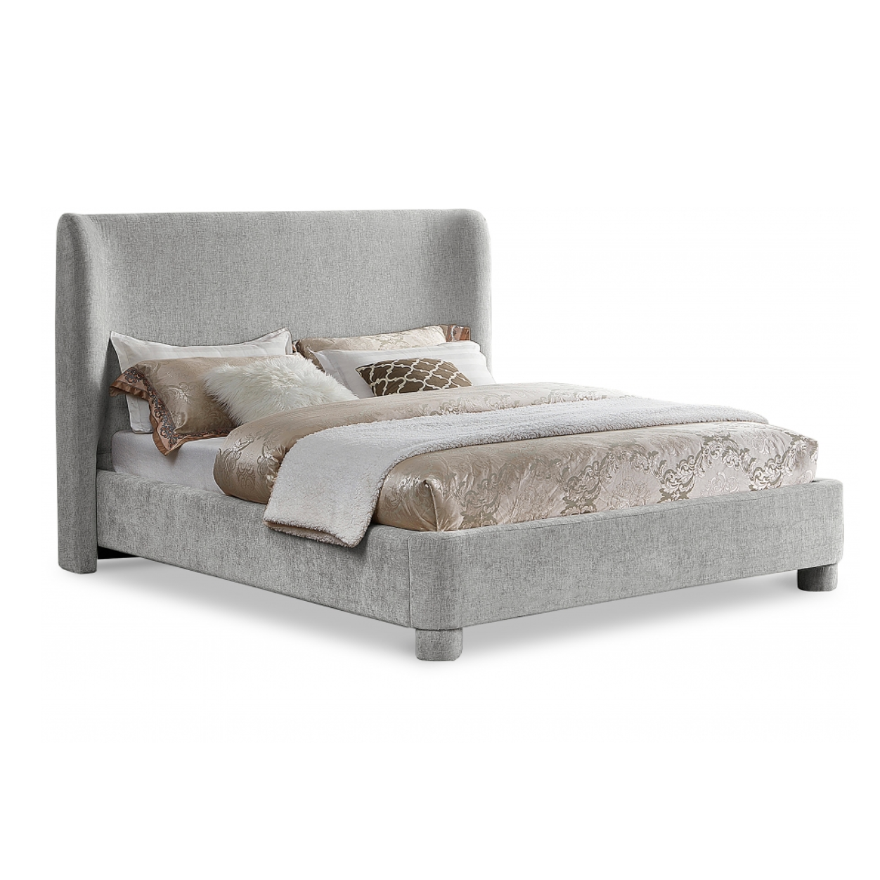 Penny Chenille Fabric Bed - Grey