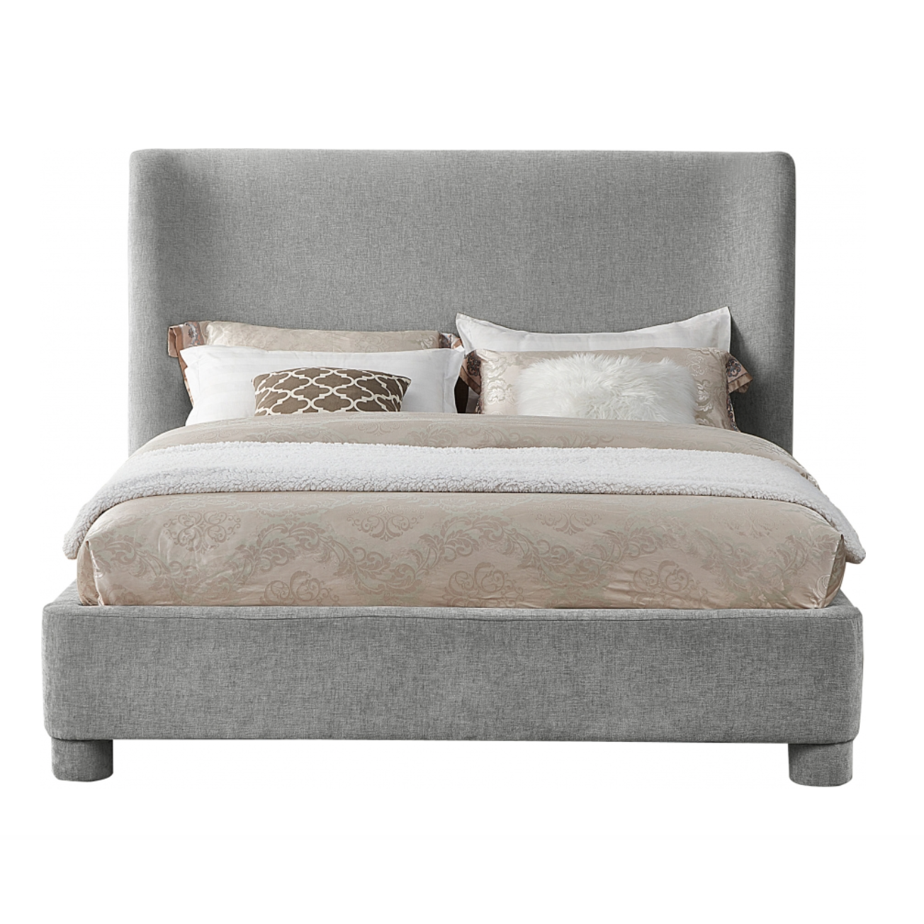 Penny Chenille Fabric Bed - Grey