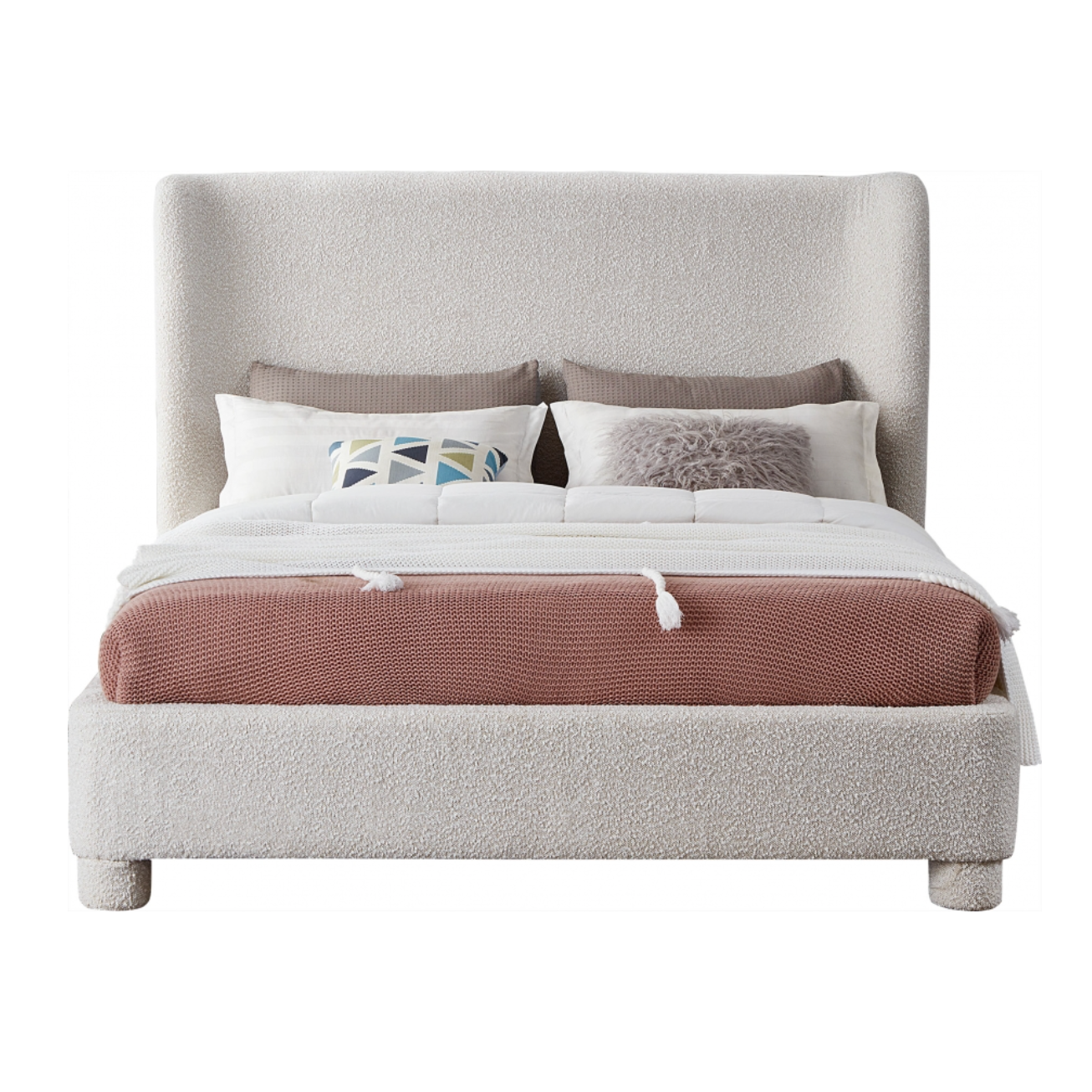 Penny Boucle Fabric Bed - Cream