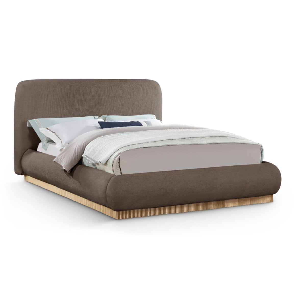 Rigby Linen Textured Fabric Bed - Brown