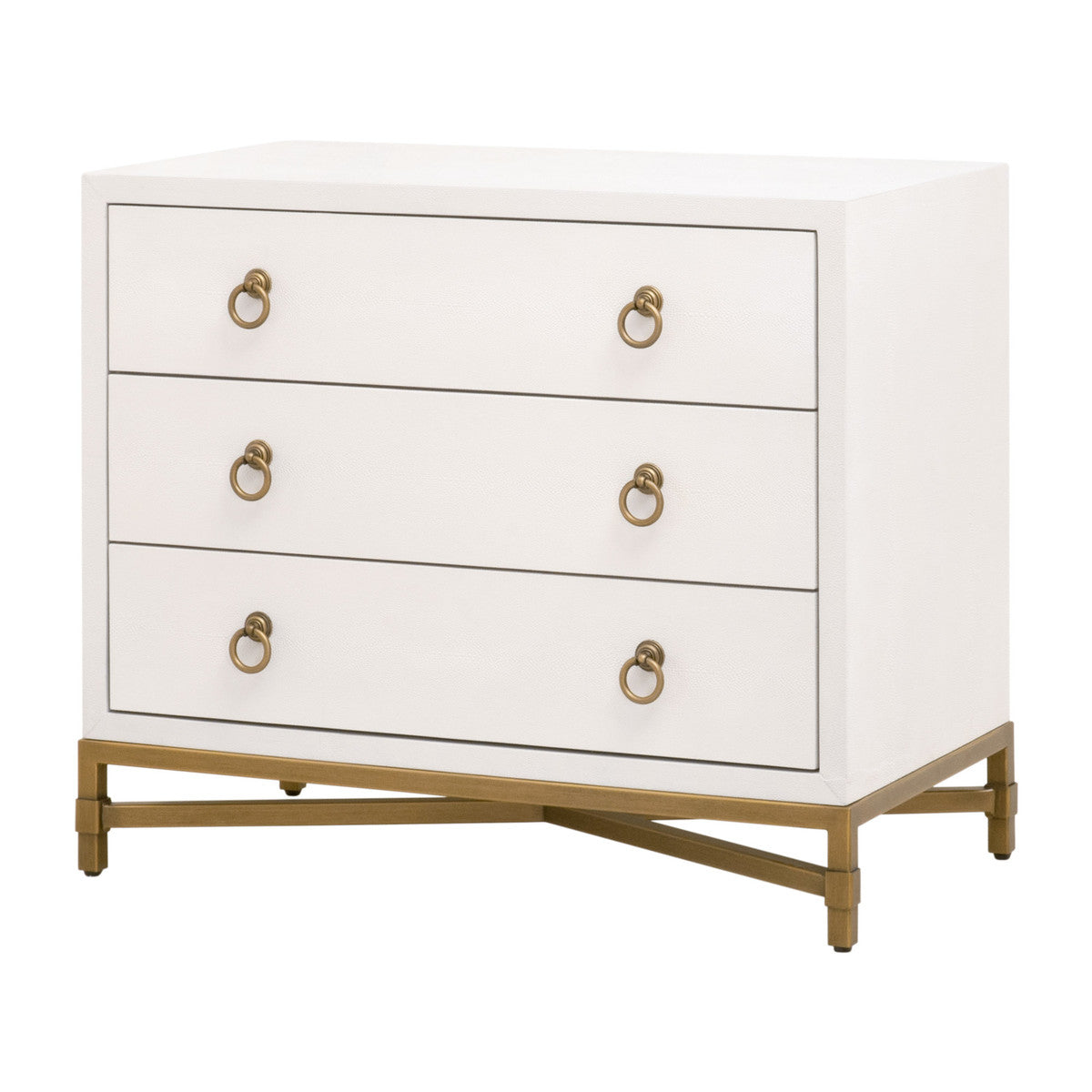 Strand Shagreen 3-Drawer Nightstand - White