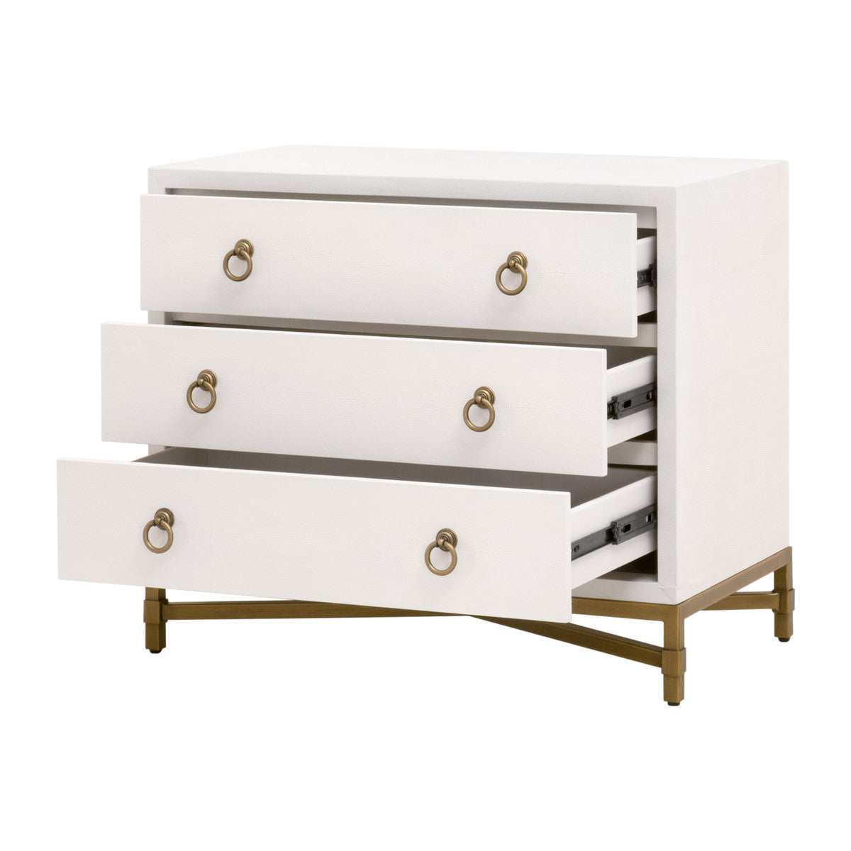 Strand Shagreen 3-Drawer Nightstand - White