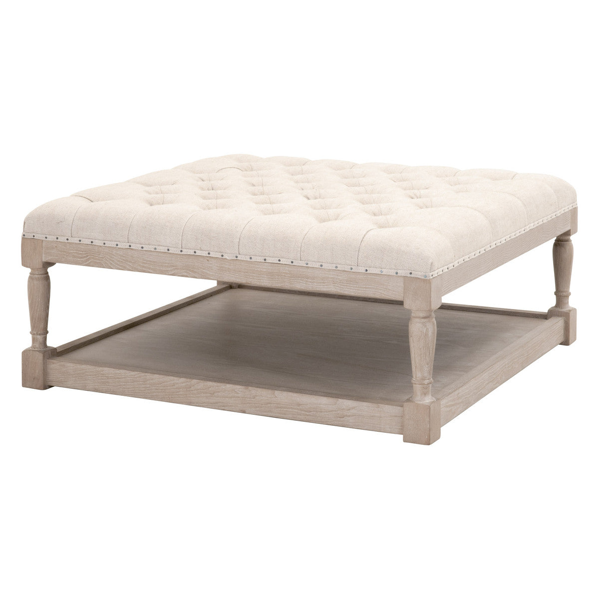 TOWNSEND TUFTED UPHOLSTERED COFFEE TABLE - BISQUE FRENCH LINEN