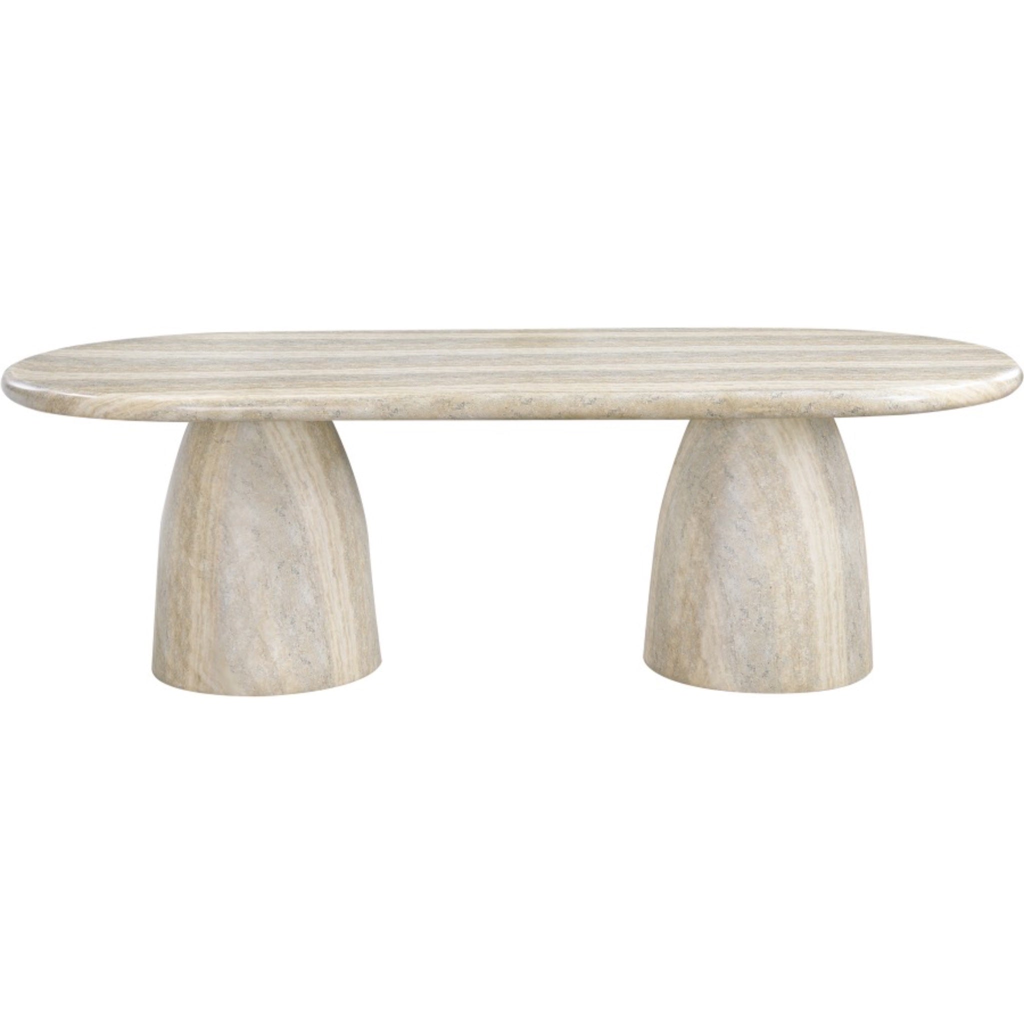 Zena Travertine Concrete Oval Dining Table