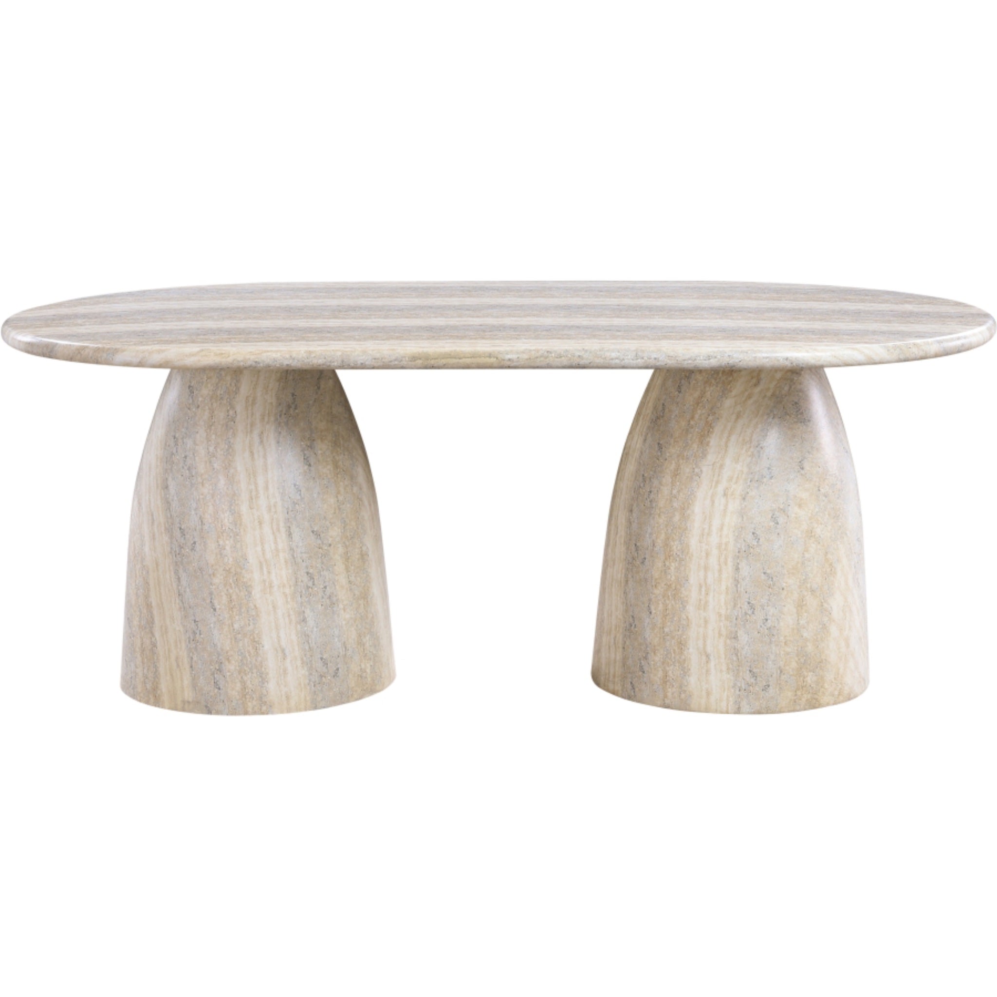 Zena Travertine Concrete Oval Dining Table