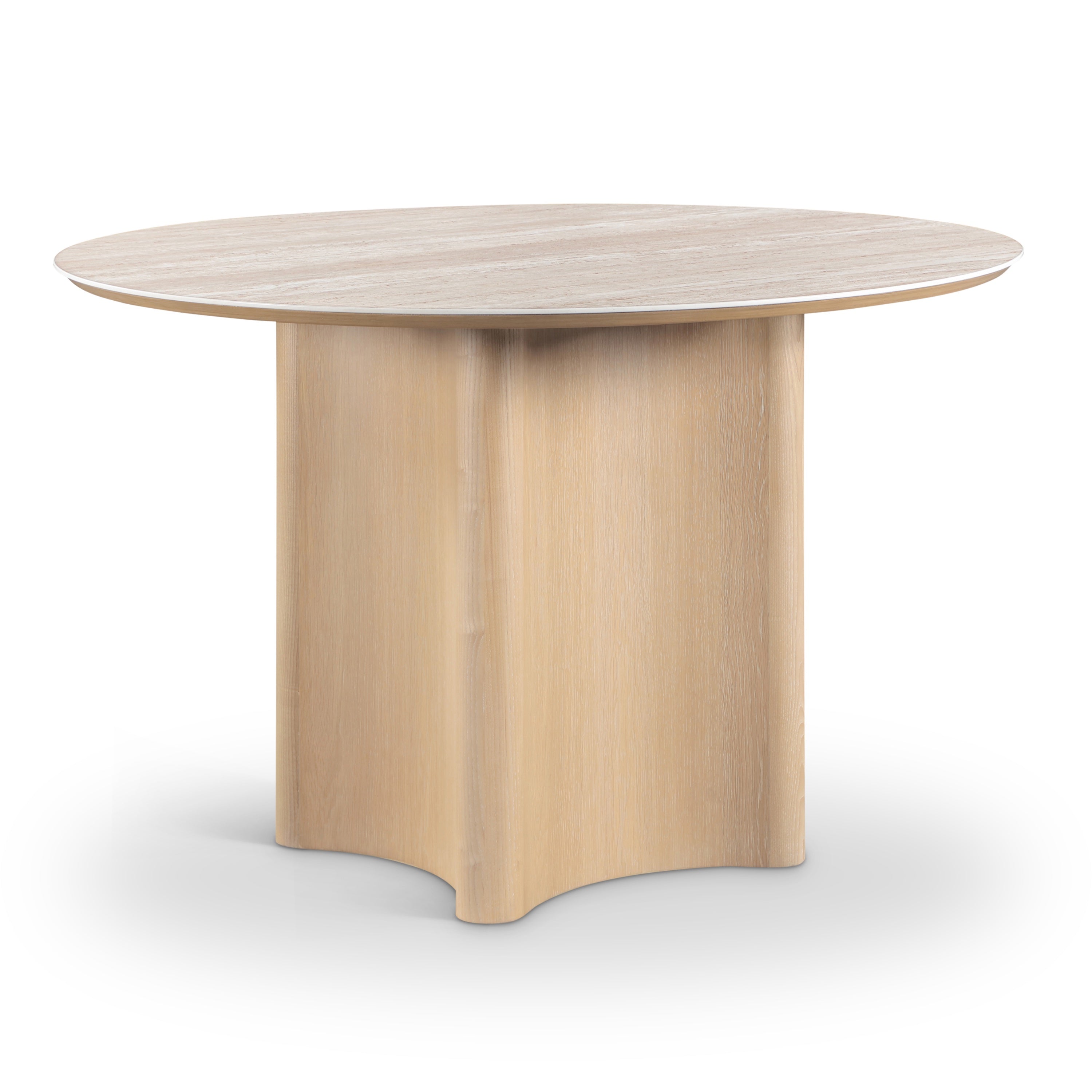 Cora Travertine and Oak Round Dining Table