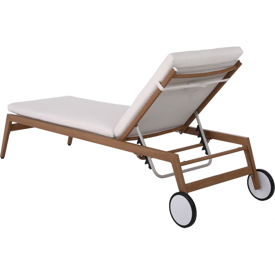 Maui Water Resistant Fabric Outdoor Patio Lounger - Cream