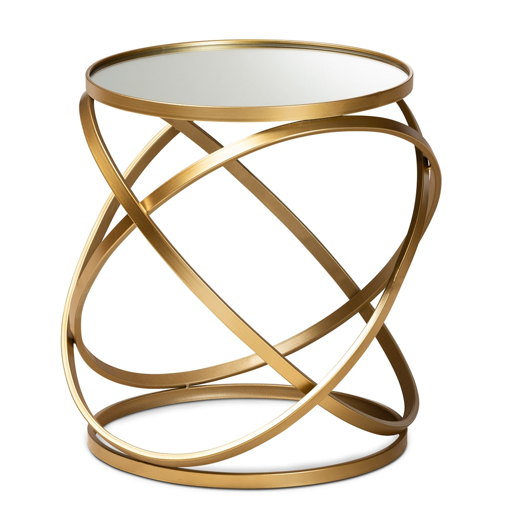 Desma Gold And Mirrored End Table