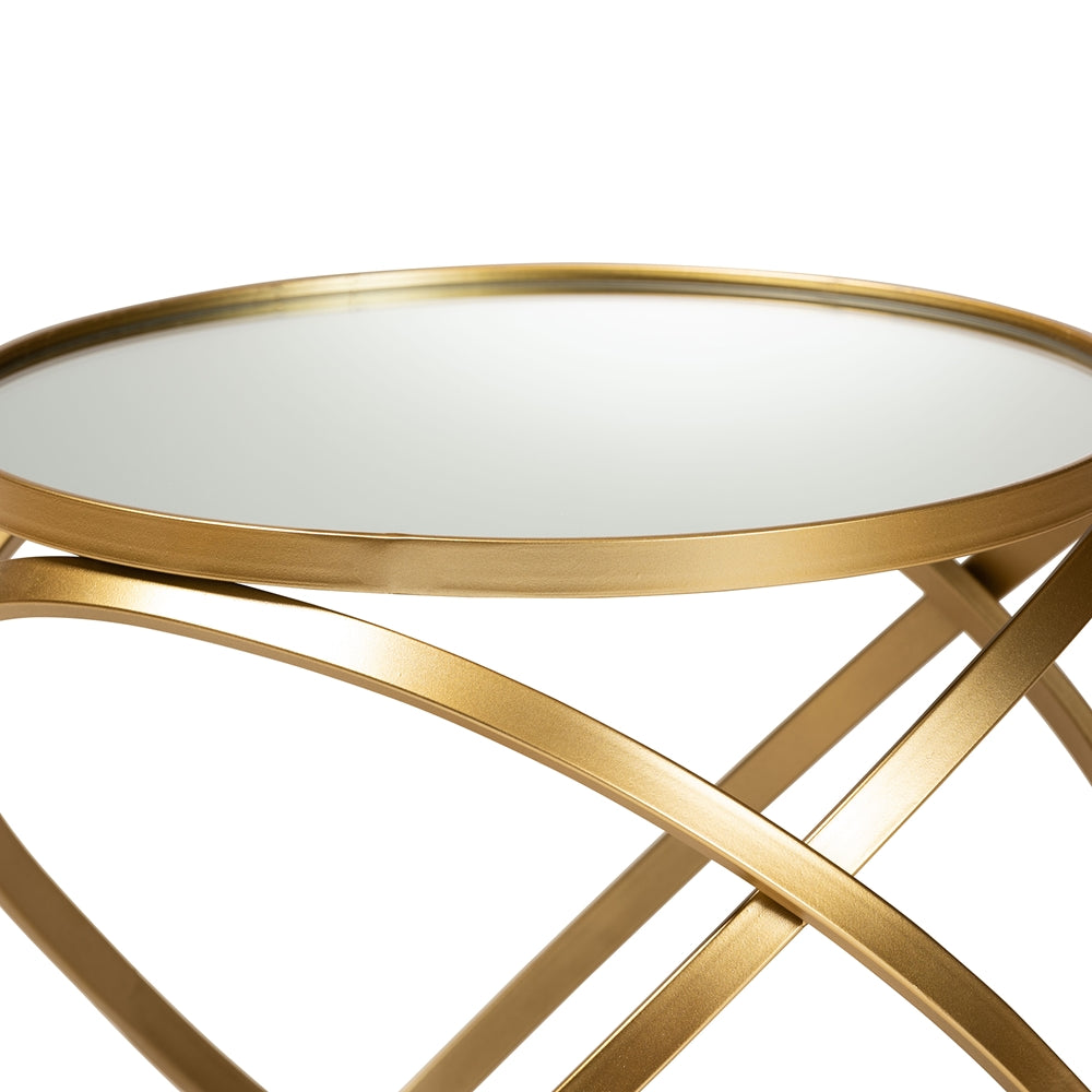 Desma Gold And Mirrored End Table