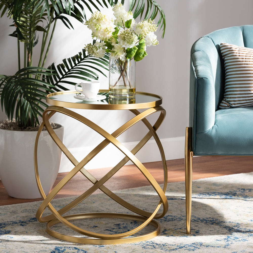 Desma Gold And Mirrored End Table