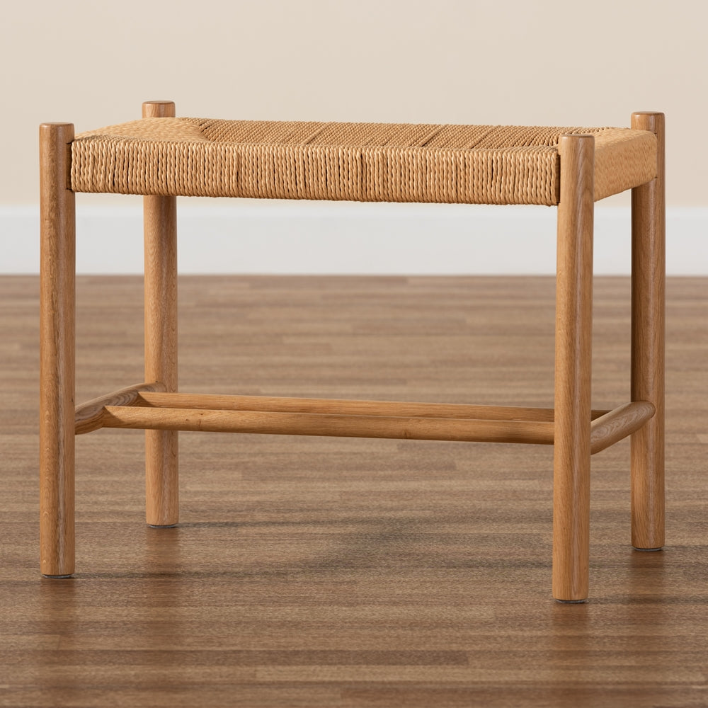 Saura Mid-Century Modern Oak Brown Accent Bench