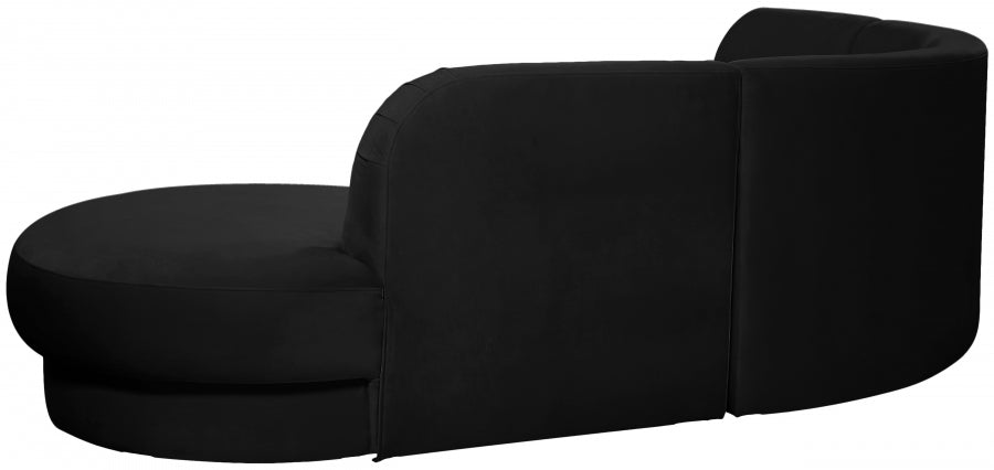 Rosa Velvet 3 Piece Sectional - Black