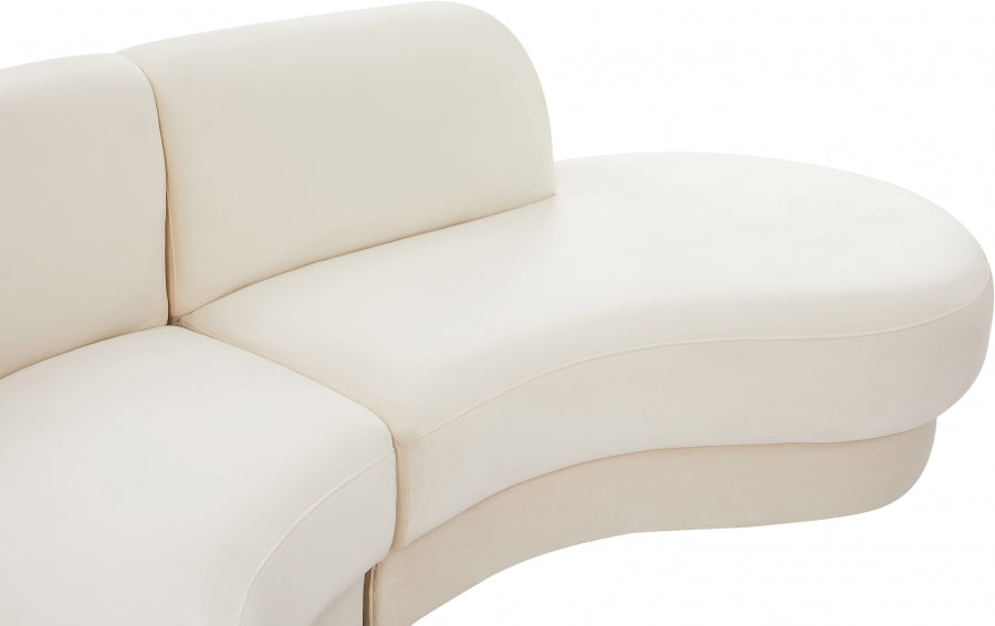 Rosa Velvet 3 Piece Sectional - Cream