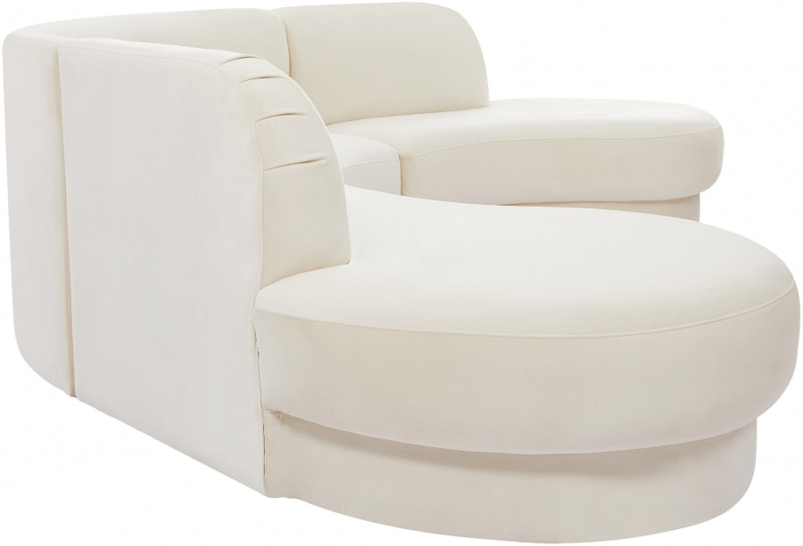 Rosa Velvet 3 Piece Sectional - Cream