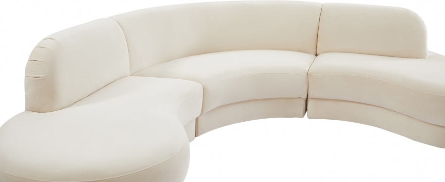 Rosa Velvet 3 Piece Sectional - Cream