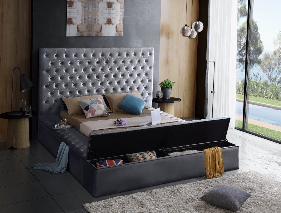 Bliss Velvet Bed - Grey