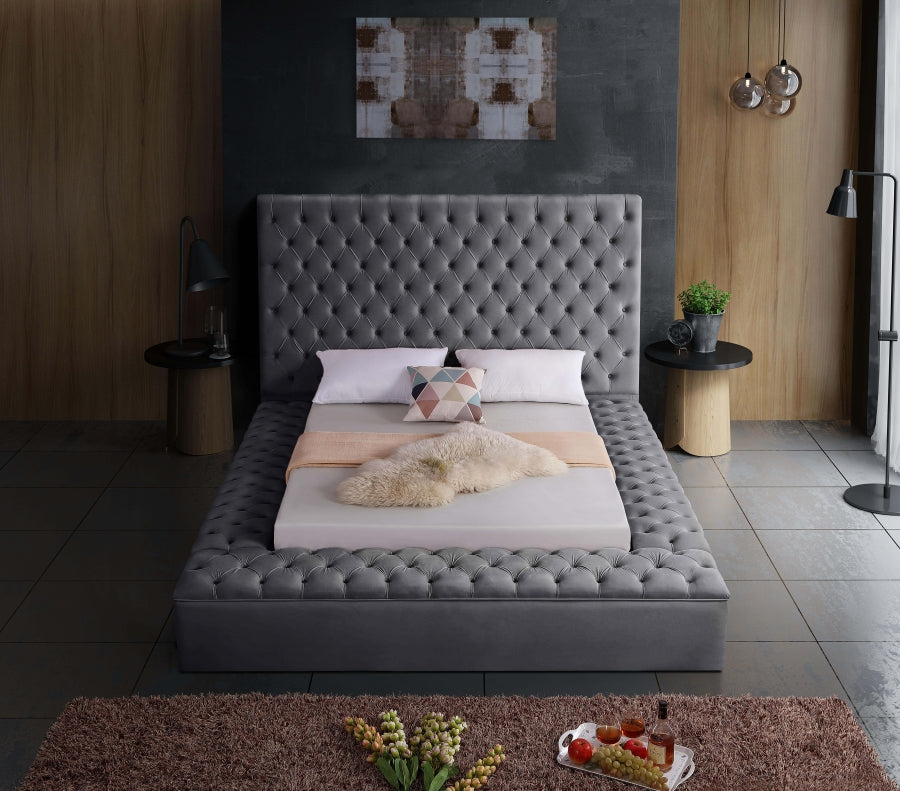 Bliss Velvet Bed - Grey