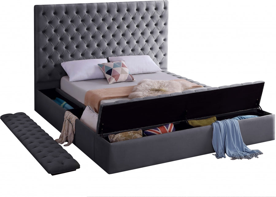 Bliss Velvet Bed - Grey