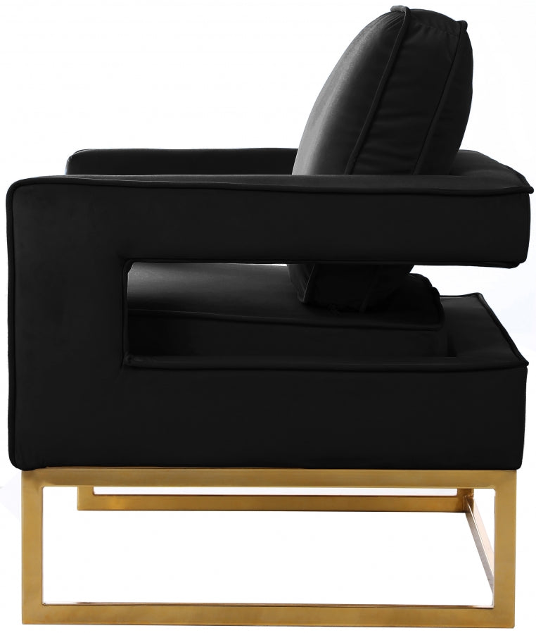 Noah Velvet Accent Chair - Black