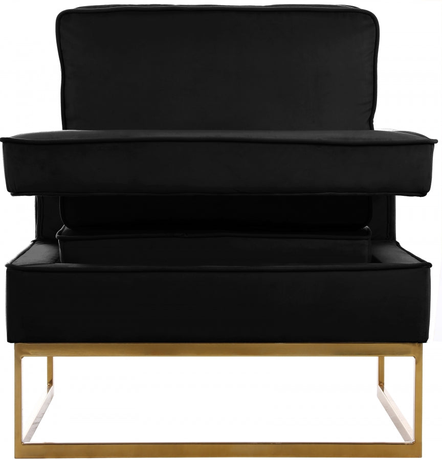 Noah Velvet Accent Chair - Black