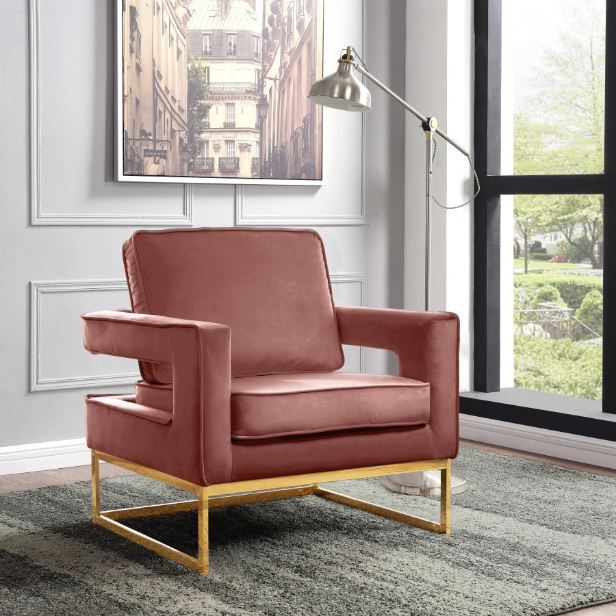 Noah Velvet Accent Chair - Pink