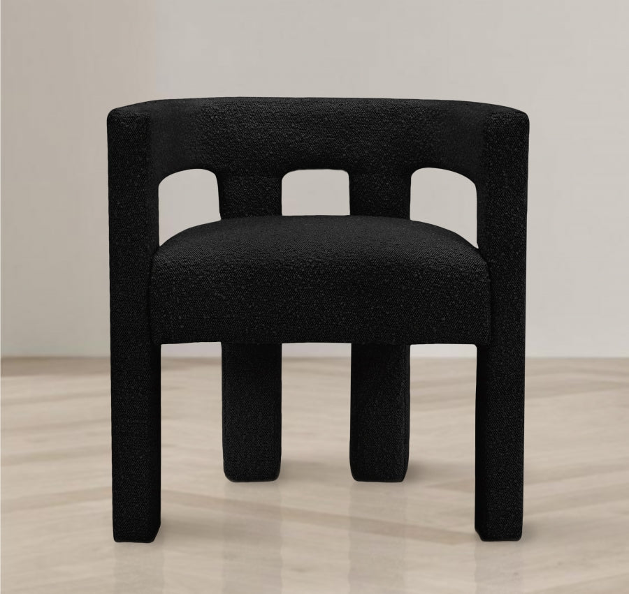 Athena Boucle Fabric Chair - Black