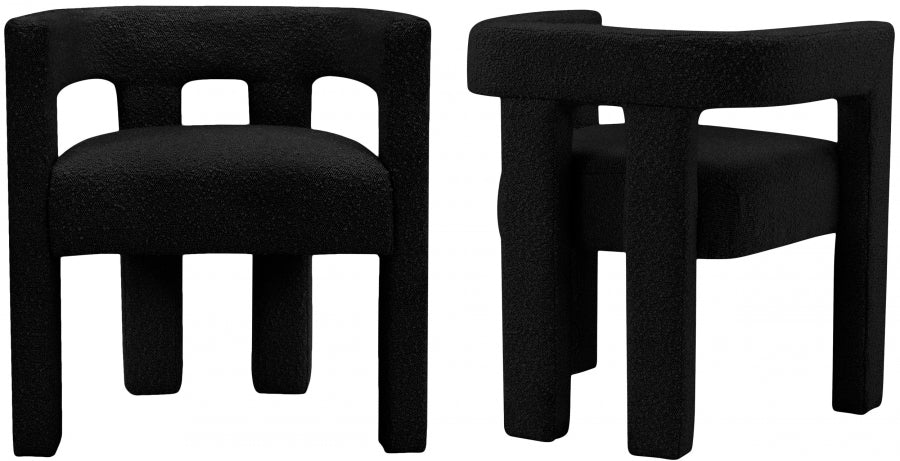 Athena Boucle Fabric Chair - Black