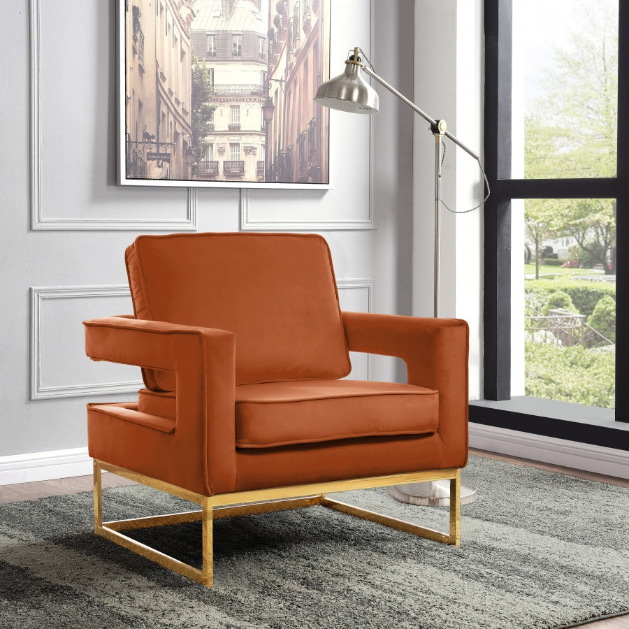 Noah Velvet Accent Chair - Cognac