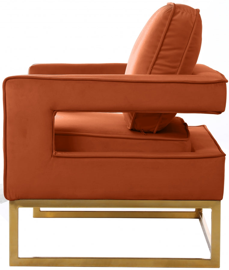 Noah Velvet Accent Chair - Cognac