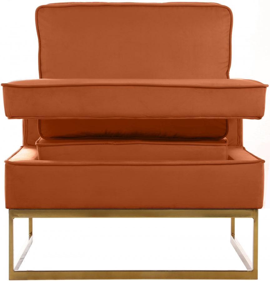 Noah Velvet Accent Chair - Cognac