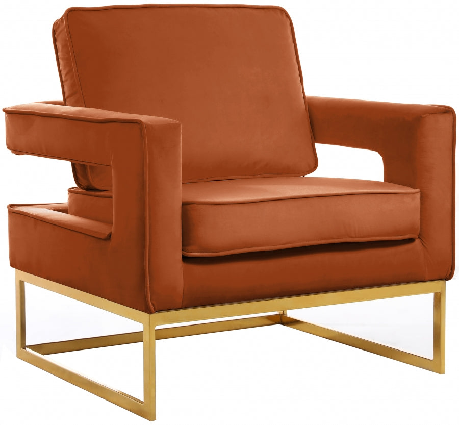 Noah Velvet Accent Chair - Cognac