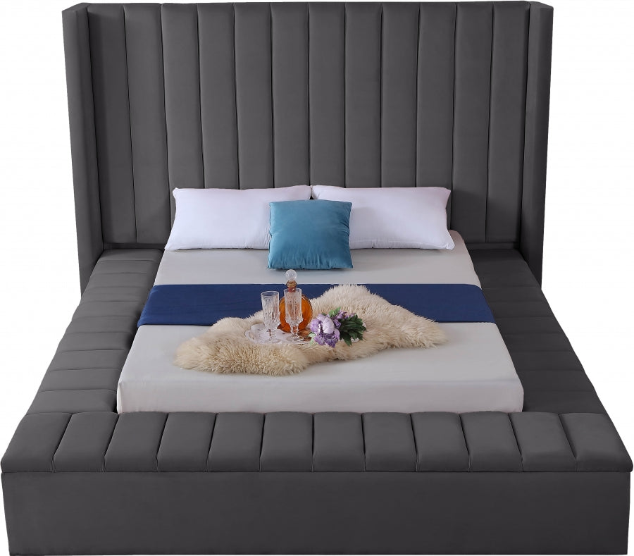 Kiki Velvet Bed - Grey