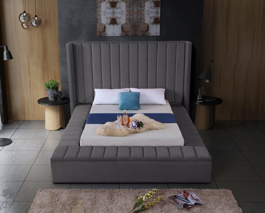 Kiki Velvet Bed - Grey